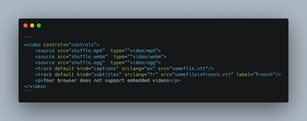 HTML5 Video Tag_Embedding WebVTT Files _Code Snippet
