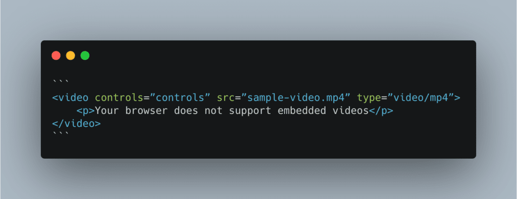 HTML5 Video Tag_Adding Video to Web_Code Snippet