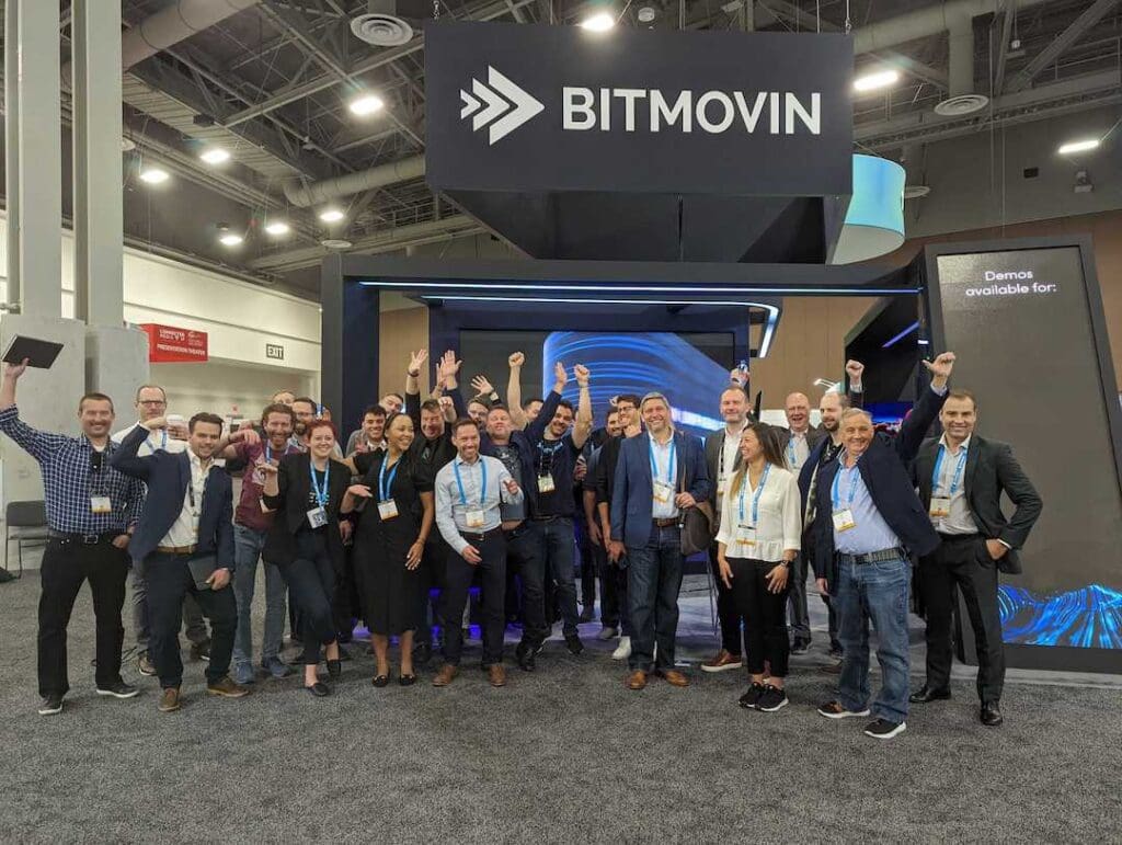 Bitmovin Employees in Front of Booth at NAB Las Vegas 2022