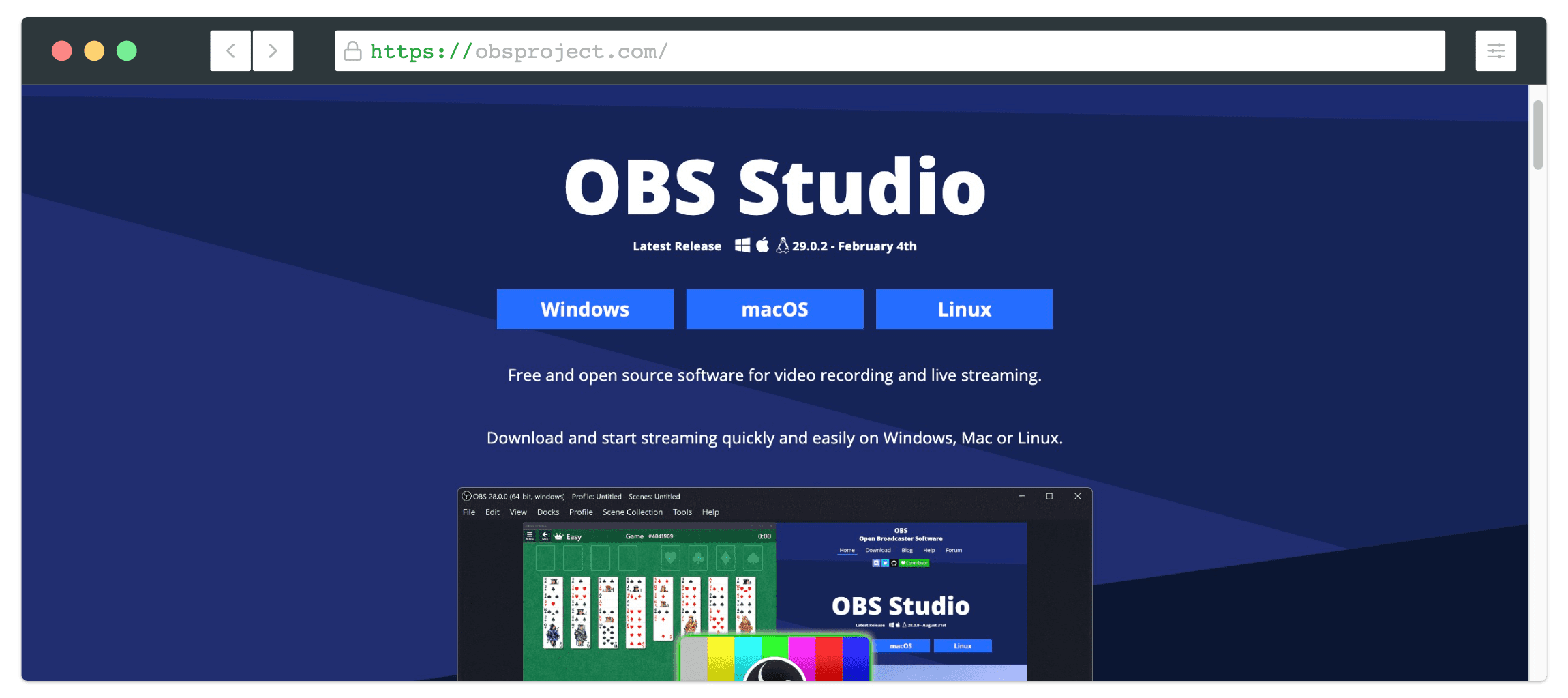 obs live streaming encoder